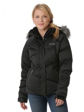 Columbia Women's Black Hooded Faux-Fur Puffer Jacket Medium - style: Lay D Down